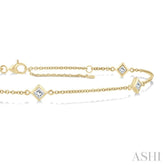 1/2 ctw Princess Cut Diamond Station Bracelet in 14K Yellow Gold